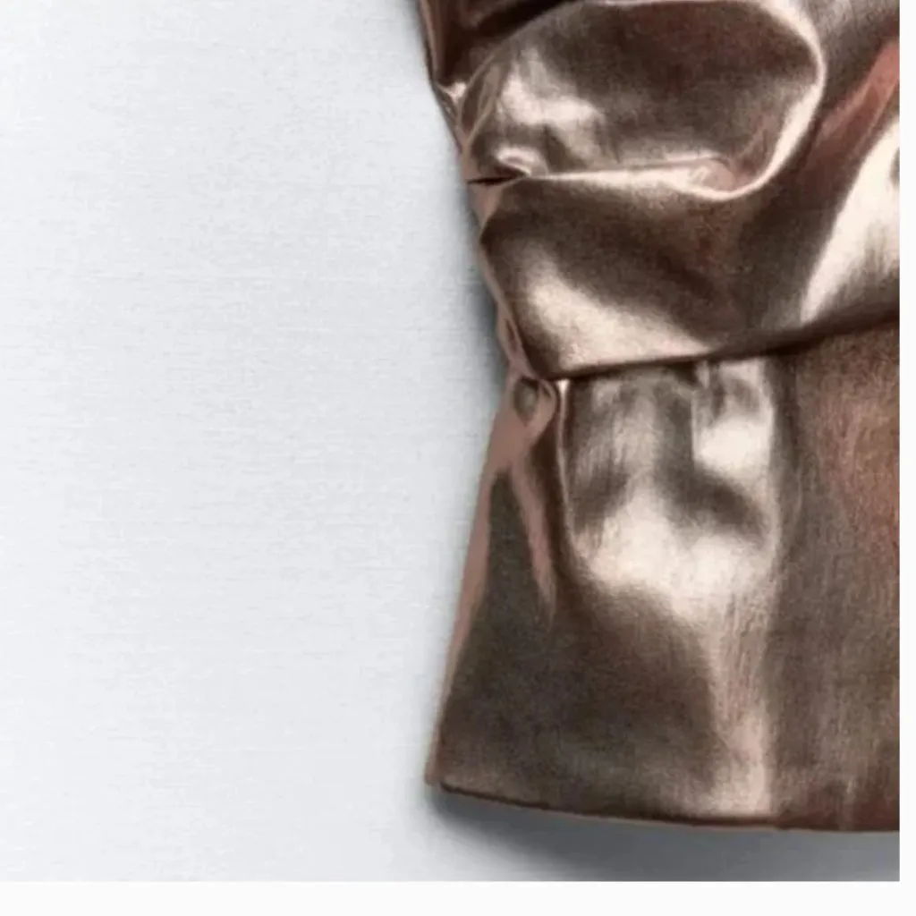 NWOT ZARA Bronze Gold Metallic Strapless Top Bloggers Fav - Image 5