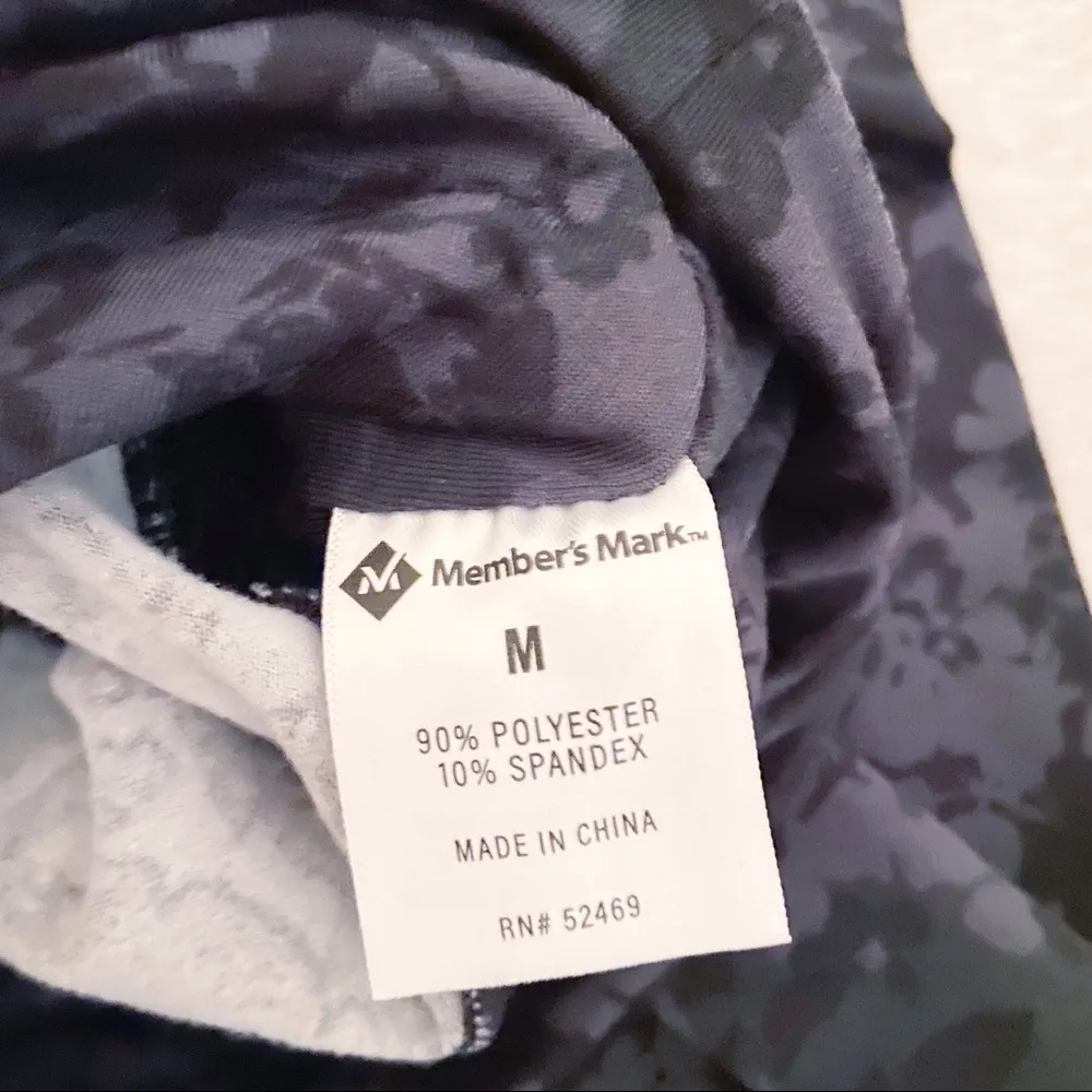 Members Mark Leggings Floral Super Soft lounge GymYoga Womens Medium Black - Image 5