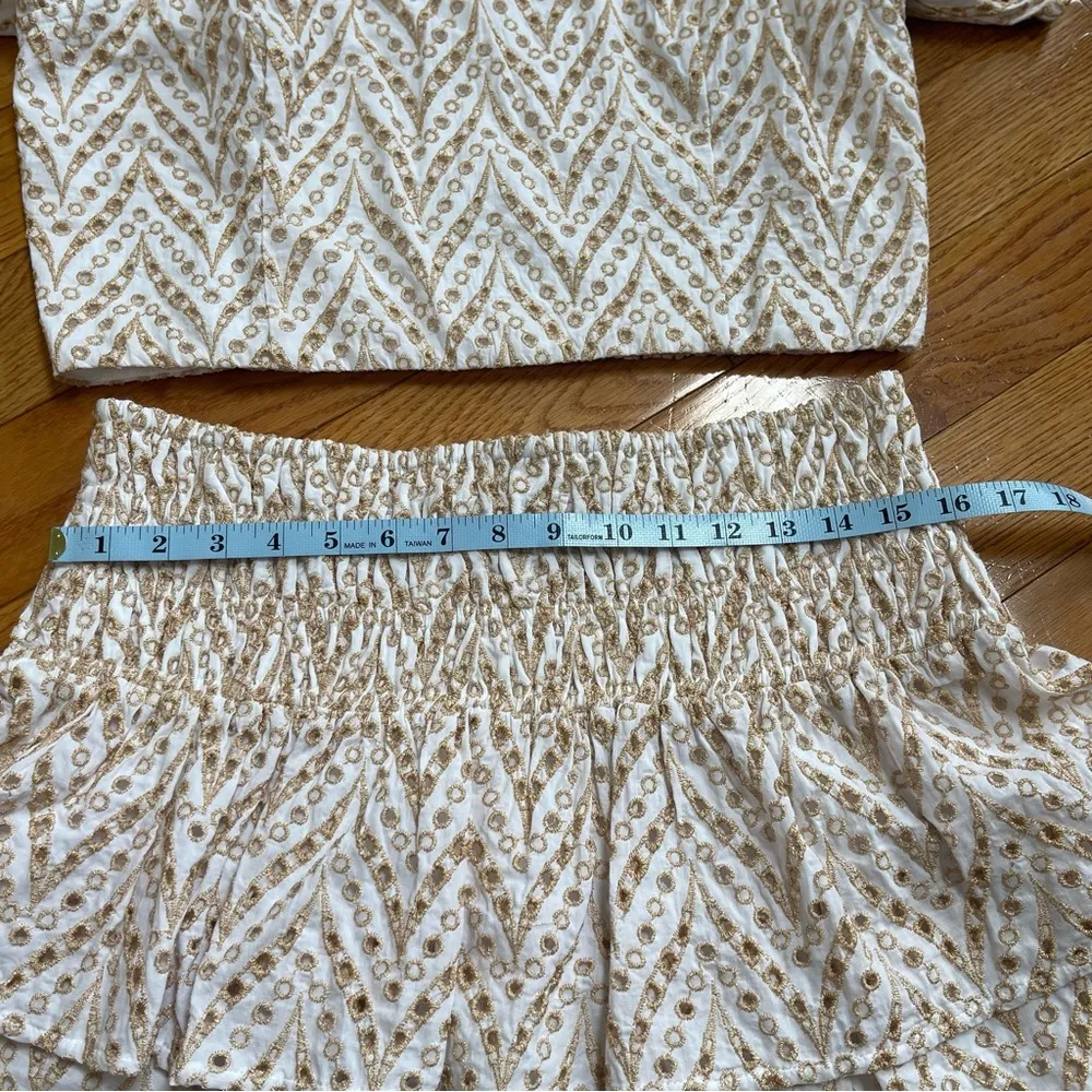 LILLY PULITZER YARA SKIRT SET MERMAID TAIL METALLIC EYELET Sand Bar Cotton Sz 14 - Image 5