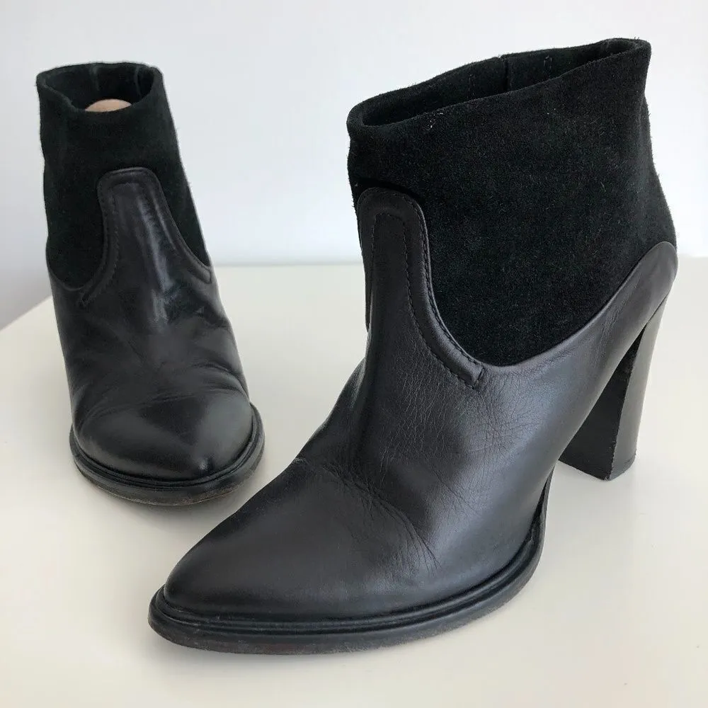 All Saints black leather and suede ankle booties 6 - Image 5
