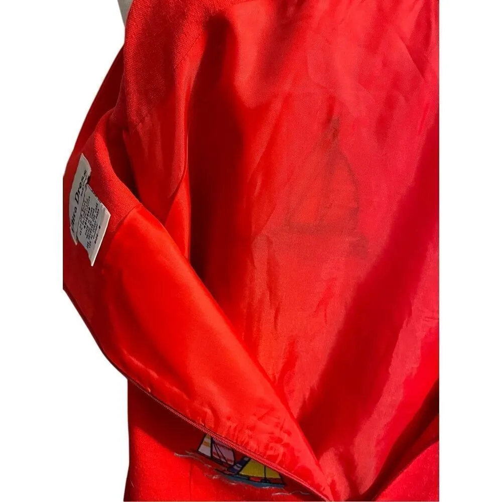 Ultra Dress New York Vintage 80’s/90’s Red Linen Fully Lined Sleeveless Nautical Size 8 - Image 12