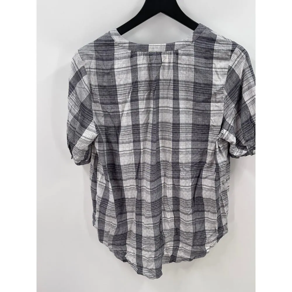 Universal Thread Blue & Grey Plaid Loose Fitting Blouse Size Small NWT - Image 6