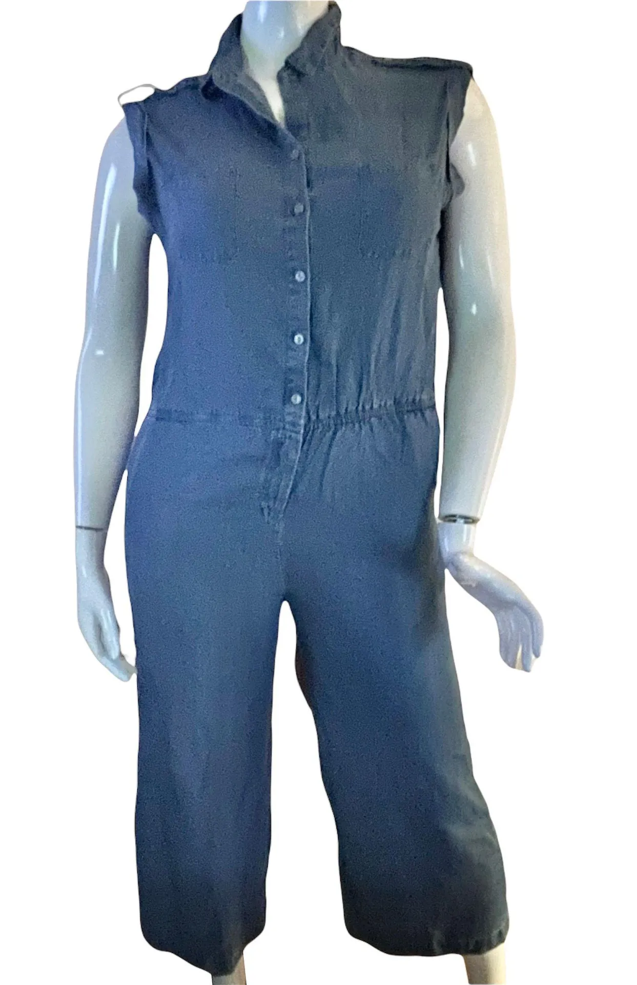 Sleeveless Denim Jumpsuit - Image 2