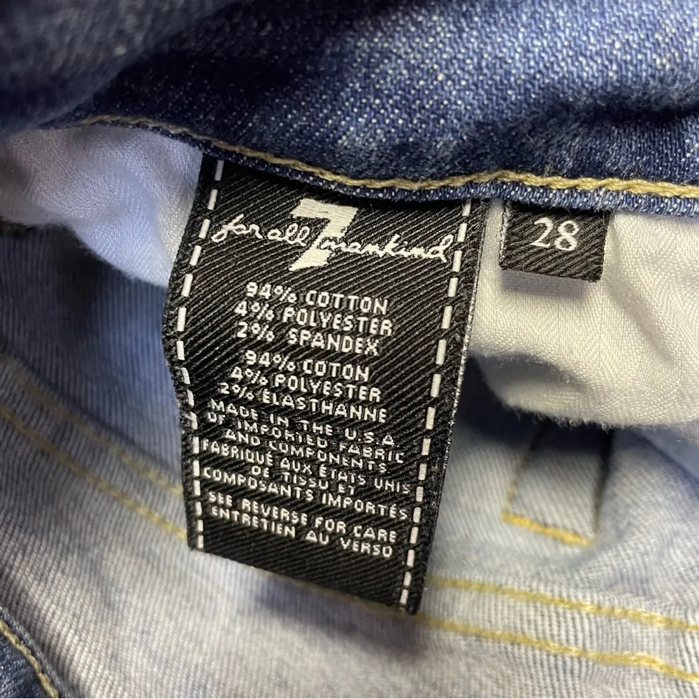 7 For All Mankind Cropped Boot Jeans Women's 28 Blue Denim Raw Hem - Image 11