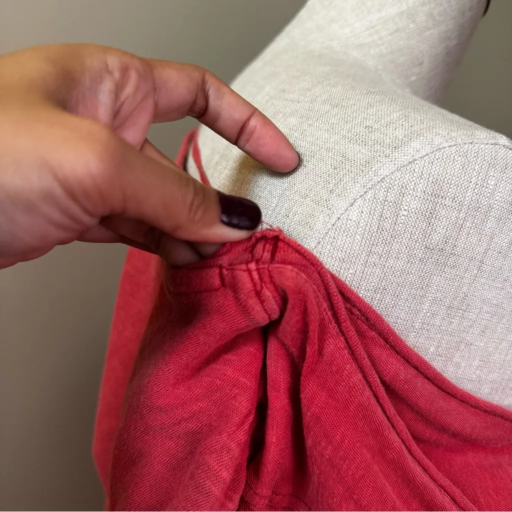 We The Free Phoebe Short Sleeve Tee Coral S FLAW Raw Edge Boho Layered Summer - Image 14