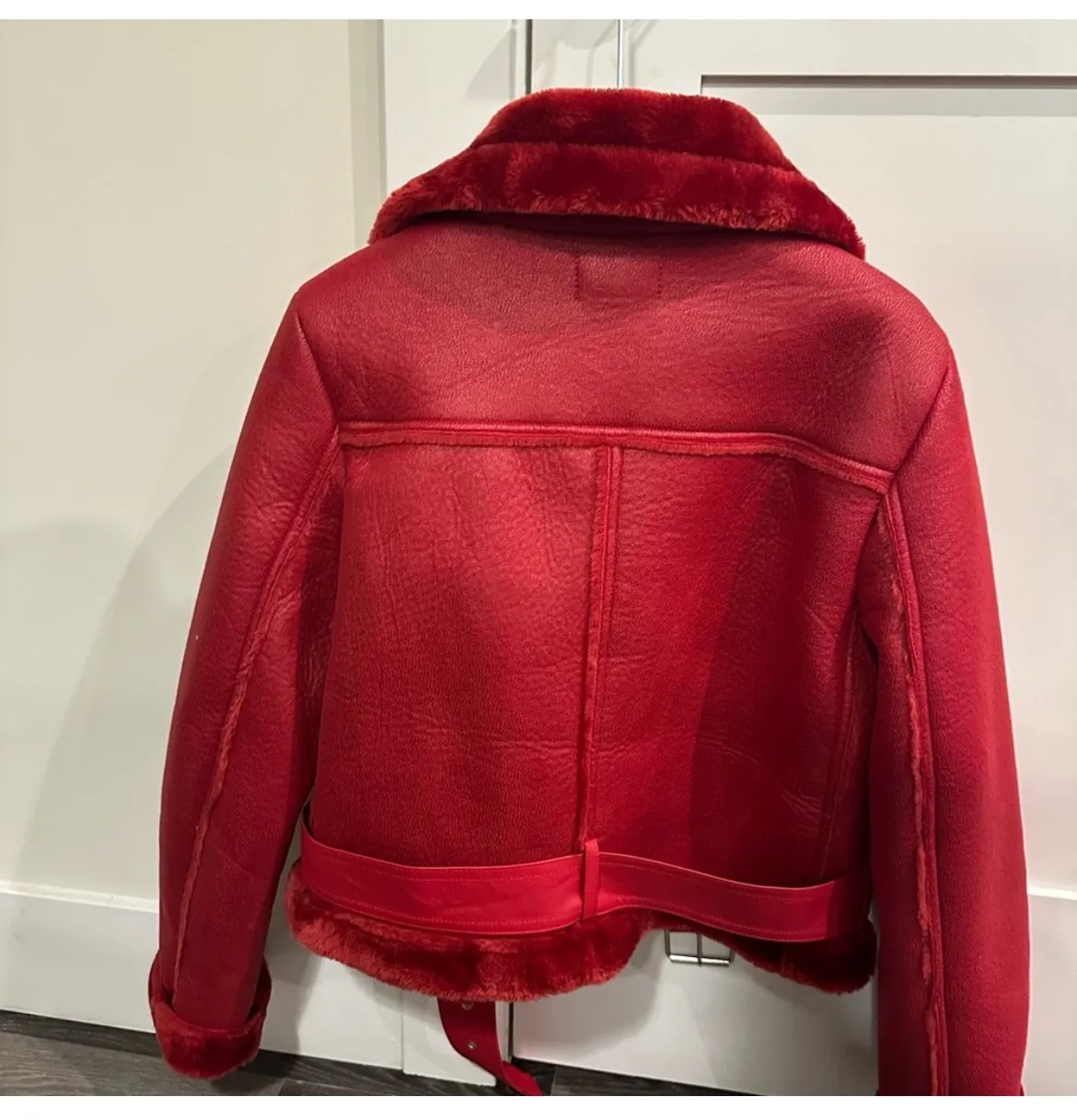 Red Leather Fur Coat  - Image 3