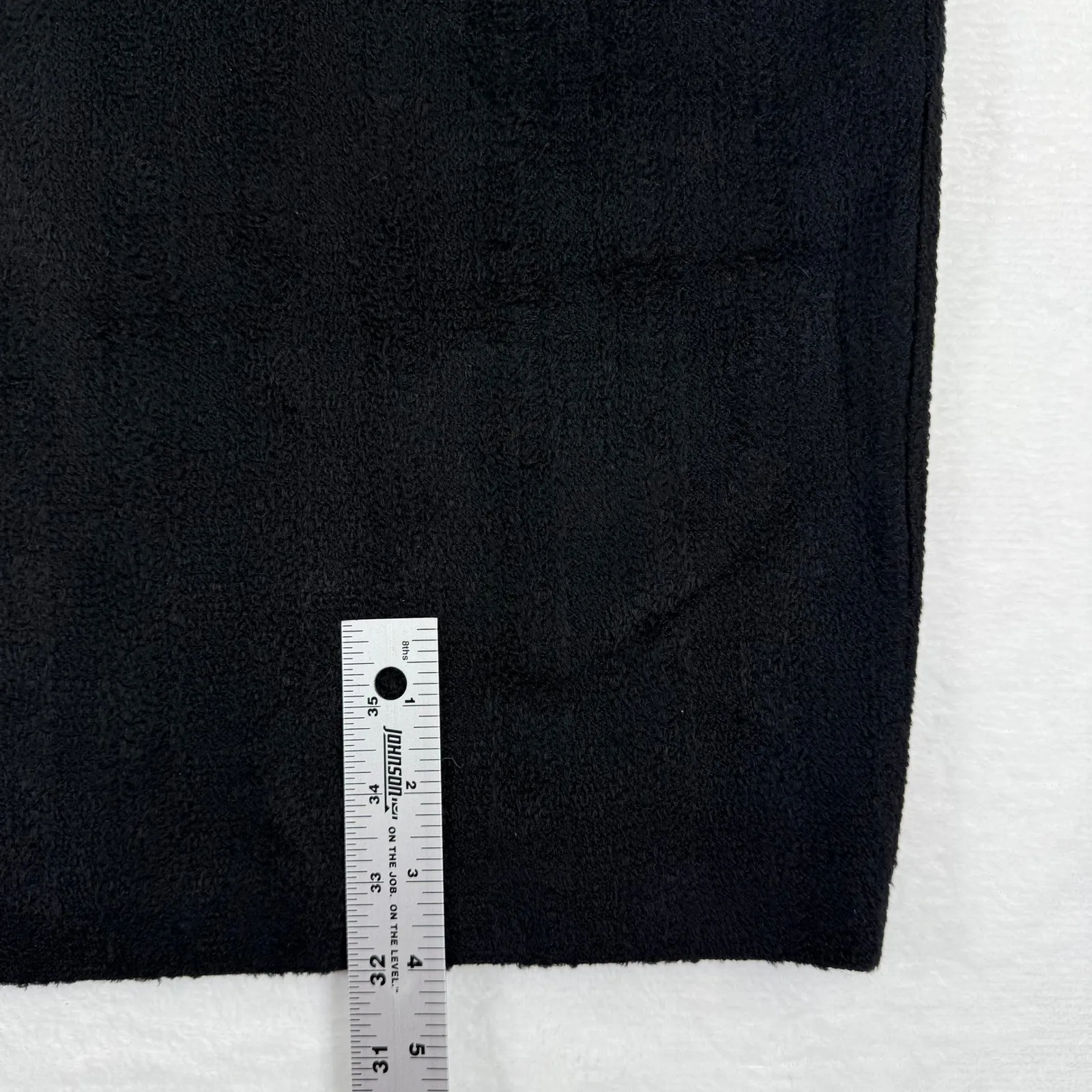 ST JOHN COLLECTION BY MARIE GRAY Black Textured Sheath Dress With Fur Trim Sz 8 - Image 5