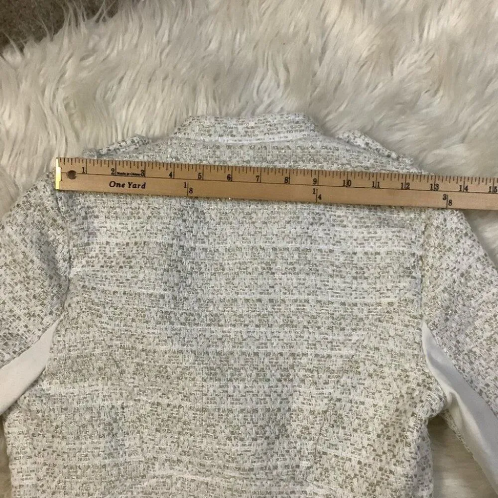 Xoxo Size Small Gold White Frill Zipper Blazer Kawaii Professional chic Trendy S - Image 10