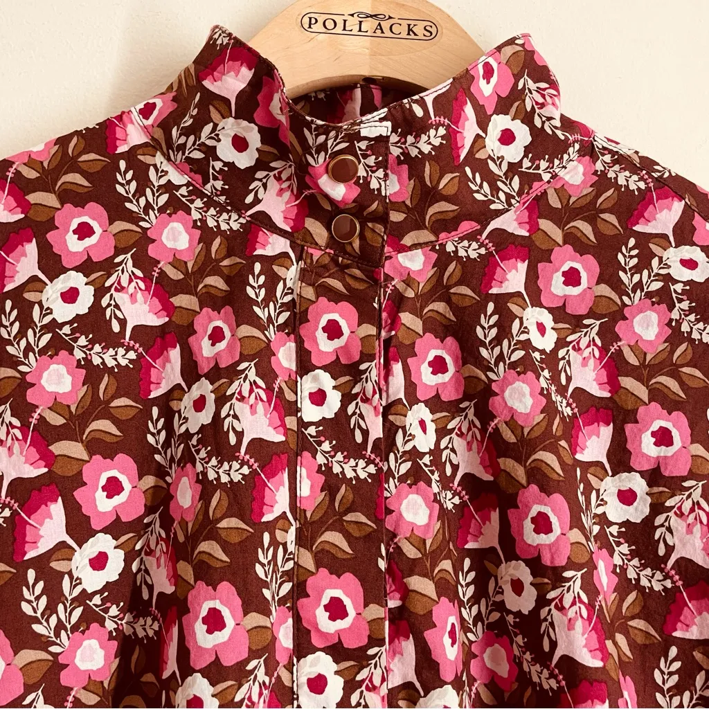 J.McLaughlin Berlin Floral Snap Front Dress Brown Pink Medium - Image 5