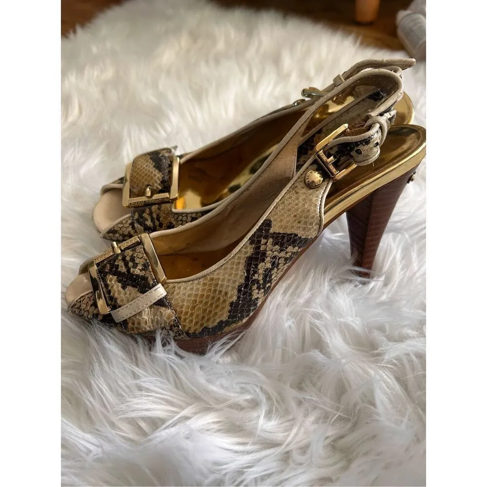 Michael kors heels size 7 animal print gold high heels 4 inch heel with platform - Image 2