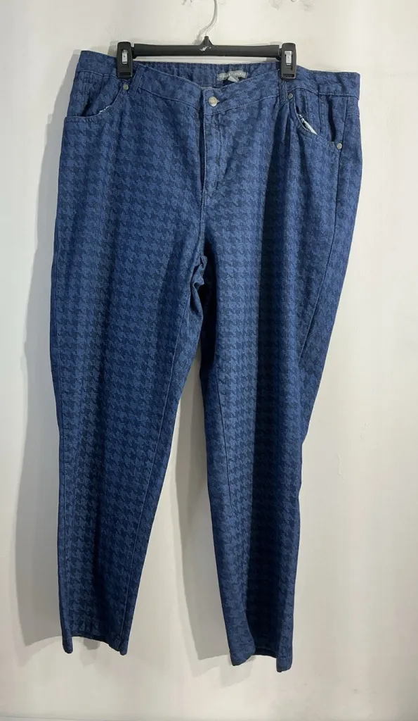 Womans Jessica London 18w Blue Black Checked Denim Jeans - Image 1