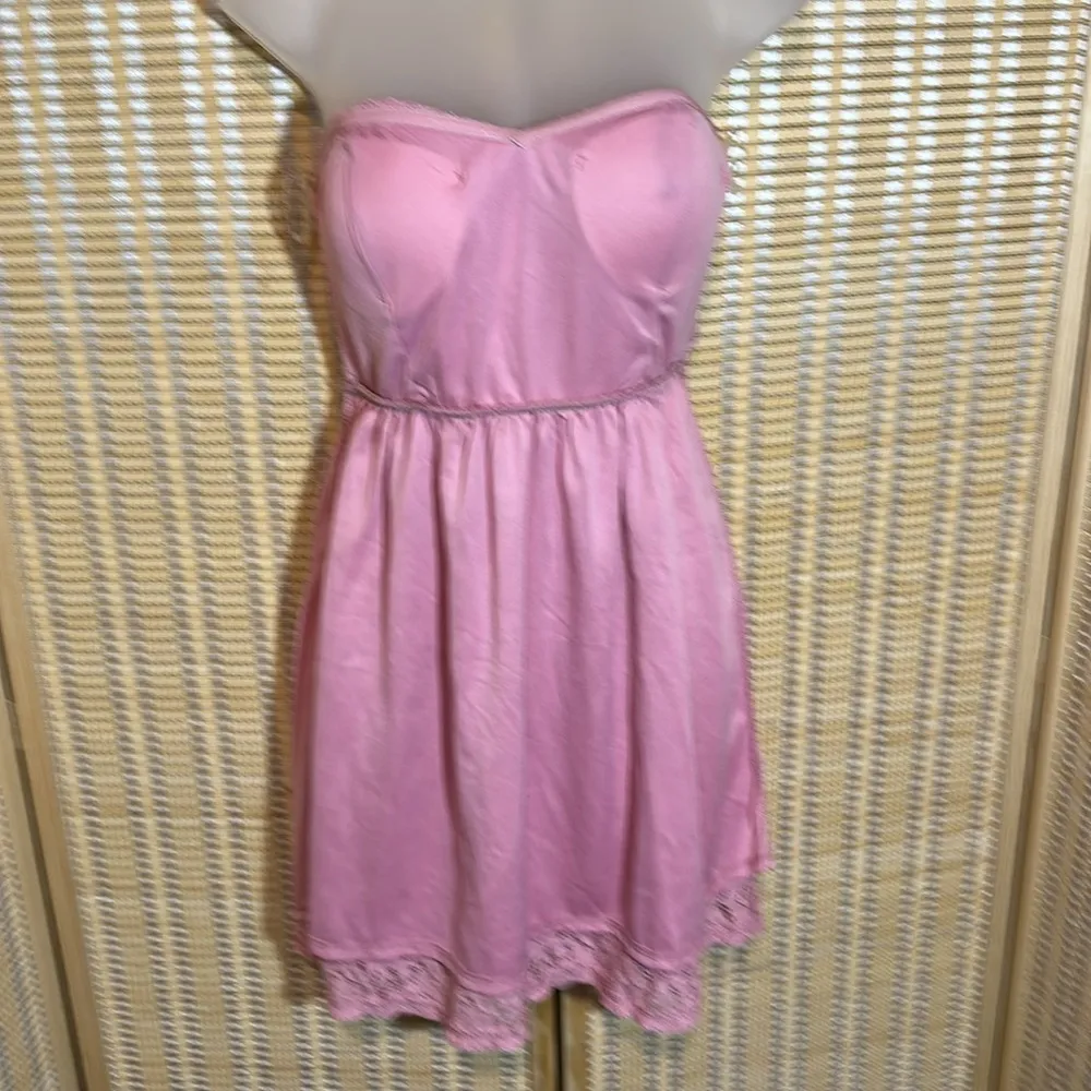 Wet Seal Pink Strapless Bustier Baby Doll Tank Top Mini Dress Lace Layers L NWT - Image 13