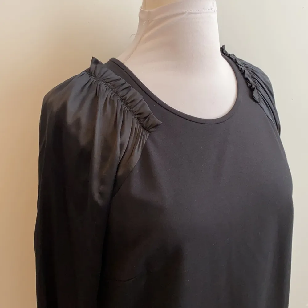 MaxMara Studio Black Ponte Silk Sleeve Shift Dress - Image 5