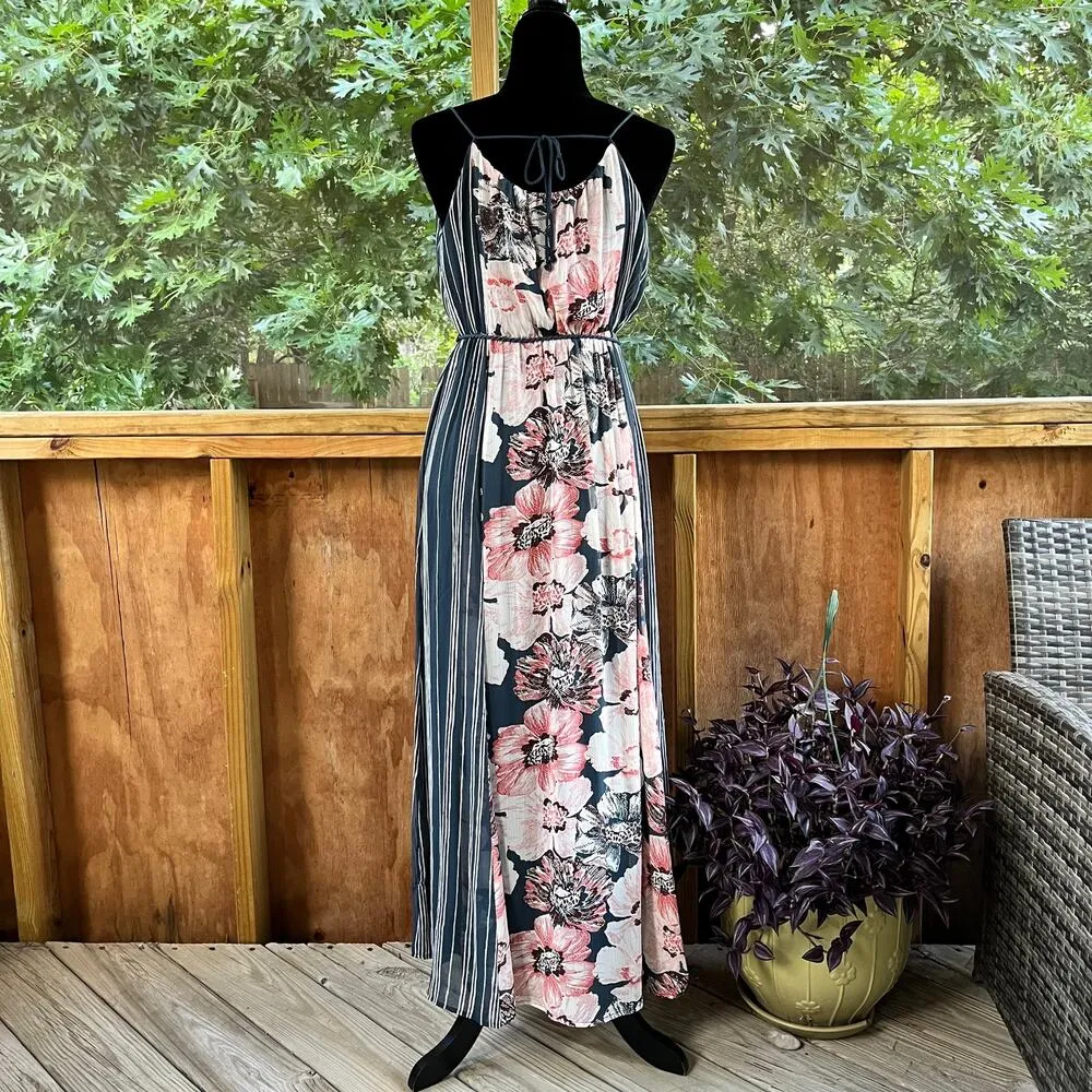 Abercrombie And Fitch Chiffon Sleeveless Maxi Dress With Rope Belt Size SP - Image 4