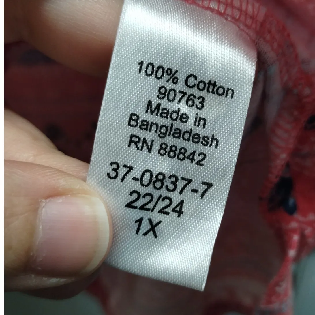 Woman Within Size 1X (22/24) Light Red/Pink Multi-Pattern Short Sleeve T-Shirt - Image 6