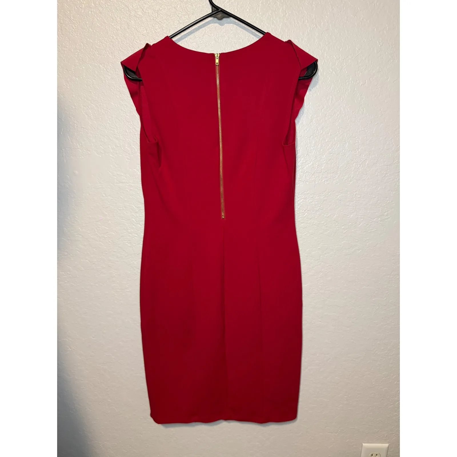 Enfocus Studio Red Dress Ruffle Sleeve Career Cocktail Party Mini Dress - Image 2