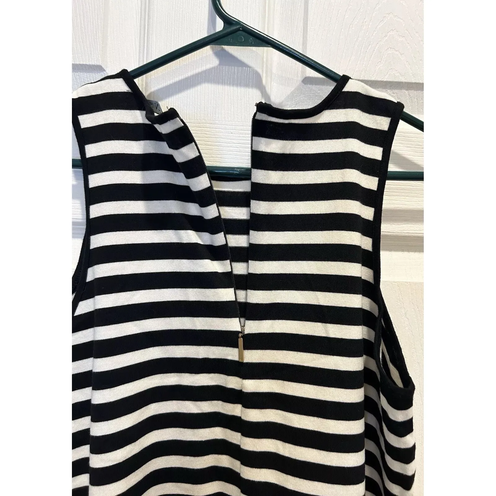 Lauren Ralph Lauren Womens Striped Sleeveless Ruffle Hem Dress Black White M - Image 6