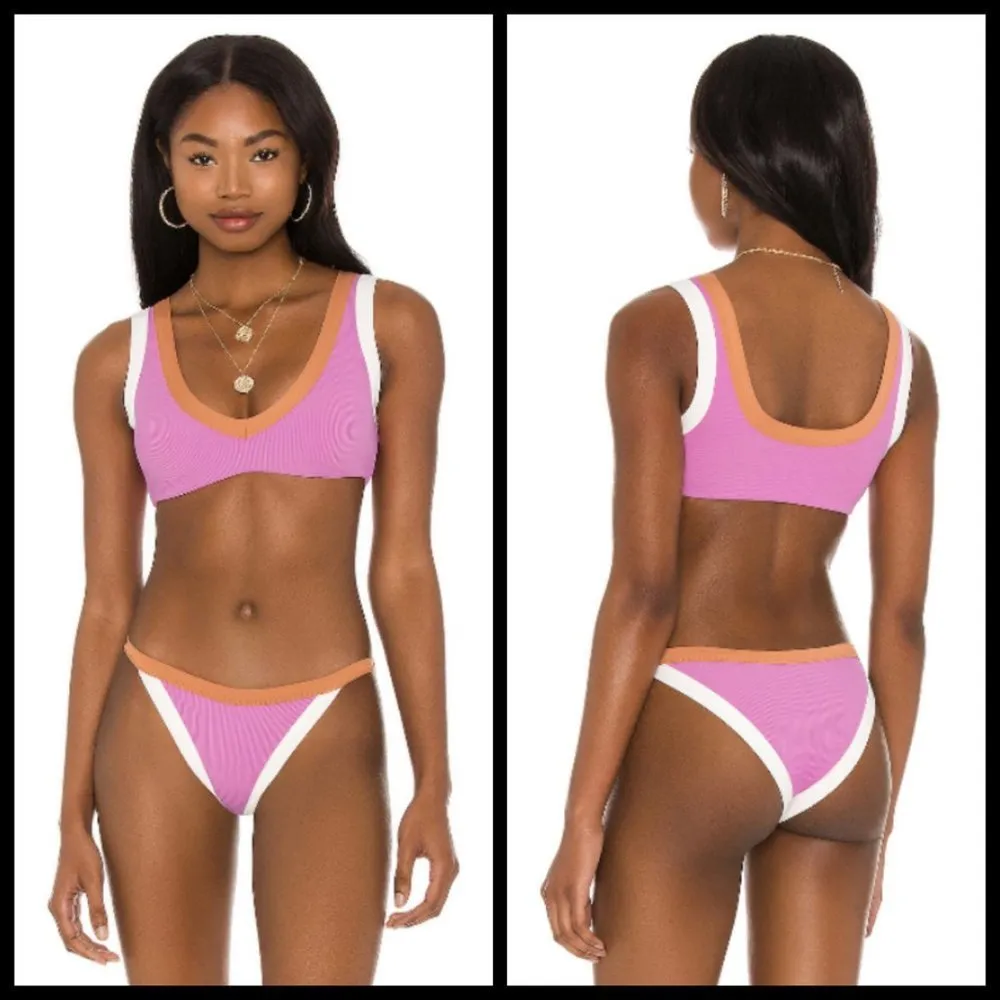 💕L*SPACE💕 Ribbed Sporty Bikini Set ~ Rosebud-Cream-Putty L - Image 8