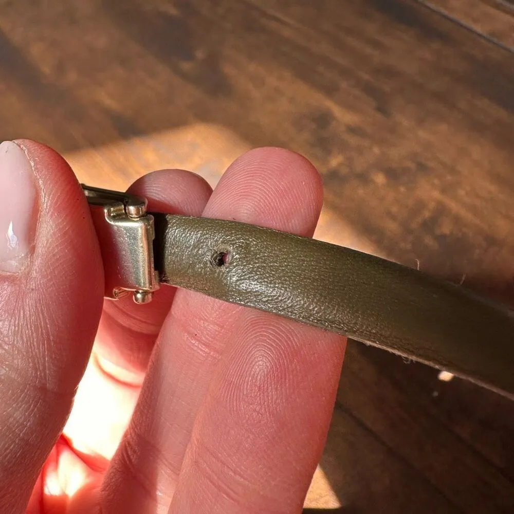 MaxMara Thin Olive Green Leather Belt Size 40‎ - Image 8