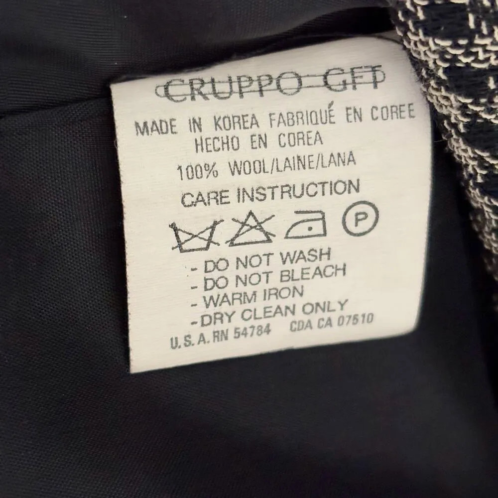 Vintage Emanuel Ungaro Size 6 Petite Gray 100% Wool Houndstooth Wrap Mini Skirt - Image 4