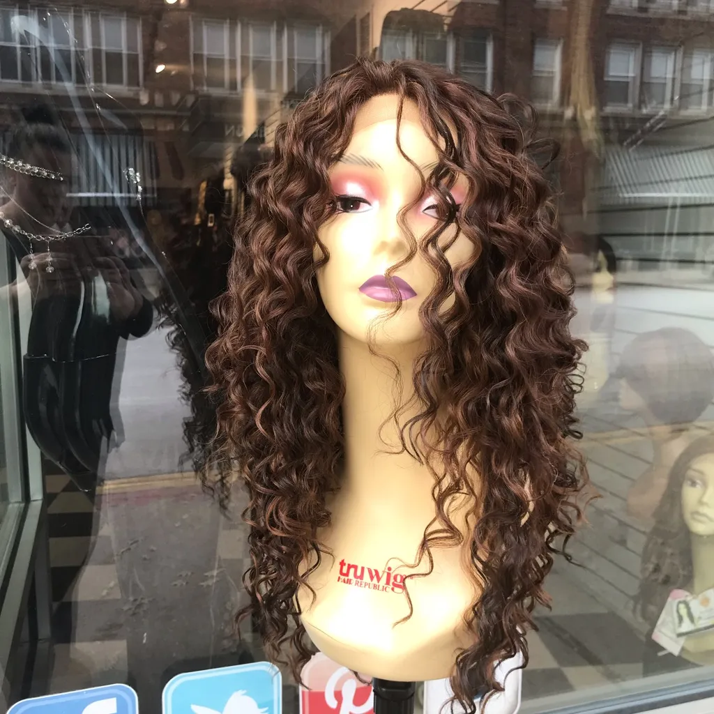 Copper brown Long Curly Lacefront Wig Swisslace - Image 5