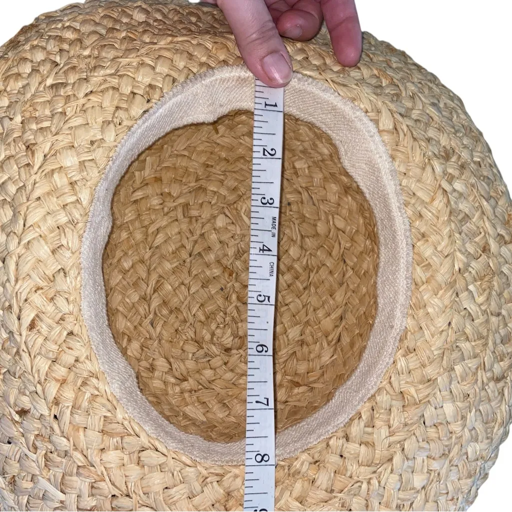 Vintage Tan Straw Hat Multicolor Band straw bow cottagecore gardening sun hat - Image 11