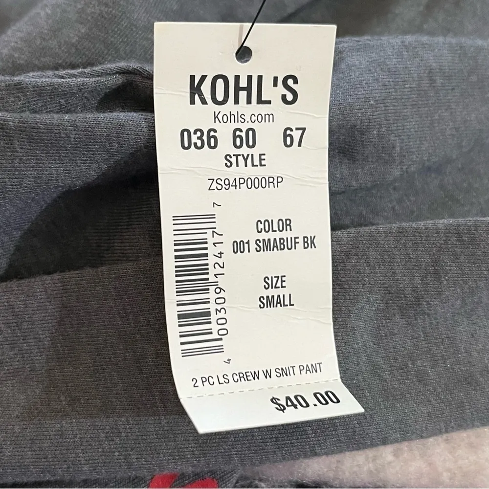 Sonoma Long Sleeve Crewneck Graphic Pajama Top Gray S - Image 4