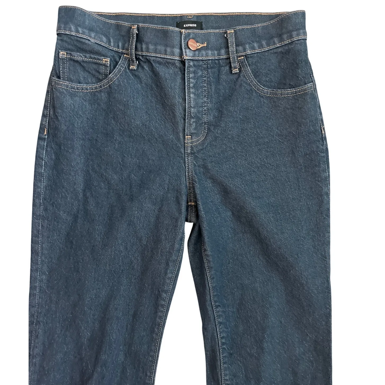 Express‎ ‘70’s Flare Mid-Rise Back Seam Stretch Dark Wash Size 6R - Image 10