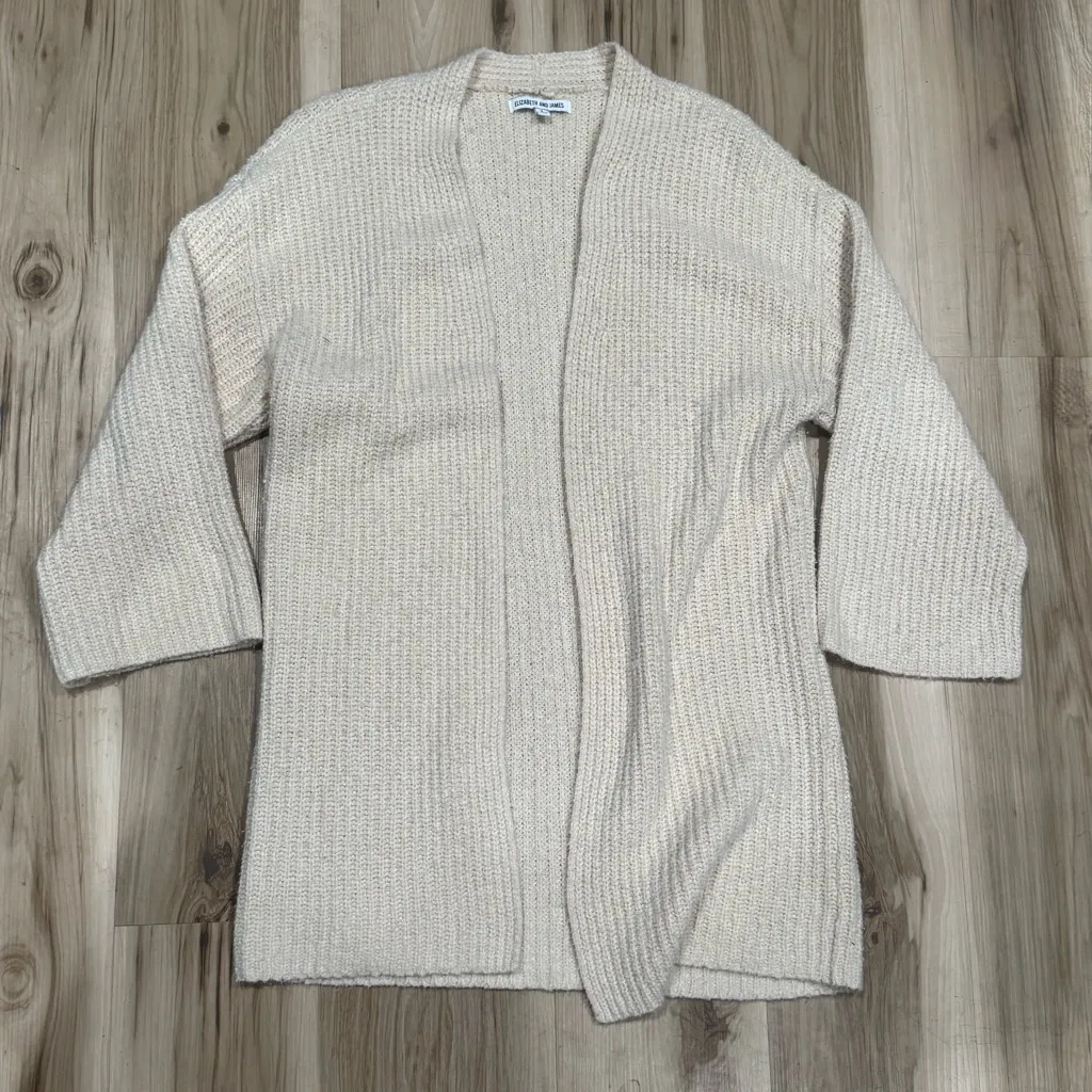 Elizabeth and James Knit Open Front Cream Cardigan Women’s Small - Image 2