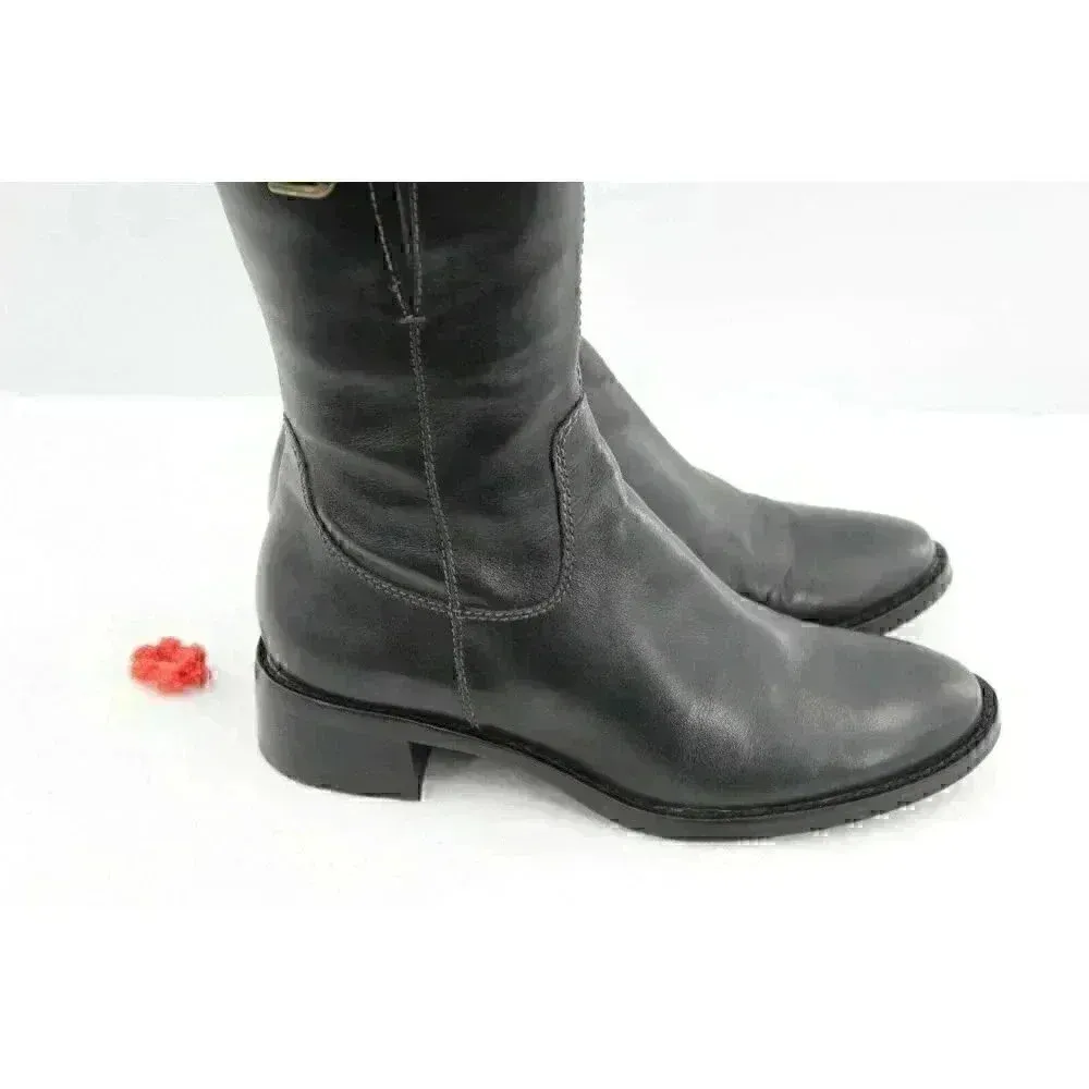 Ecco Women's  Black Leather Double Buckles Boots - Image 7