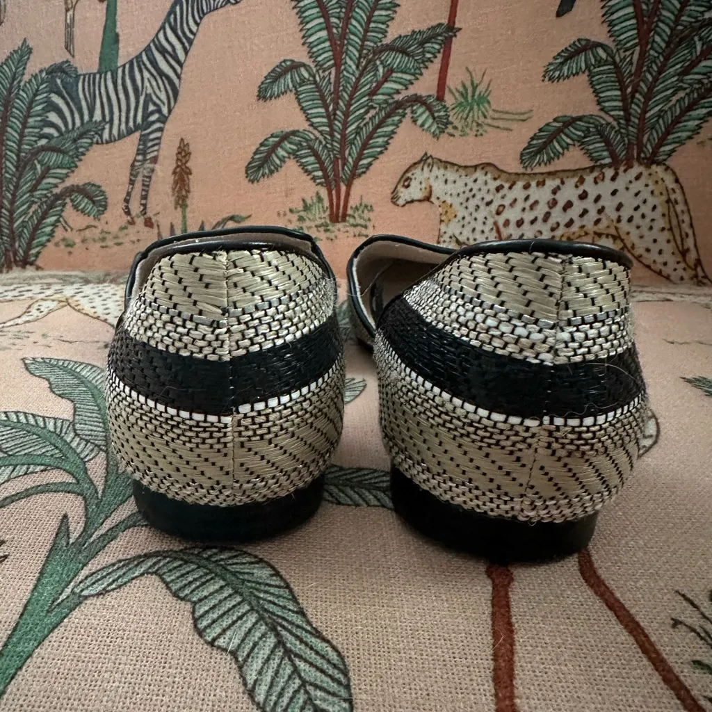 Isaac Mizrahi Woven Striped Round Almond Toe Neutral Classic Ballerina Flats 6M - Image 5