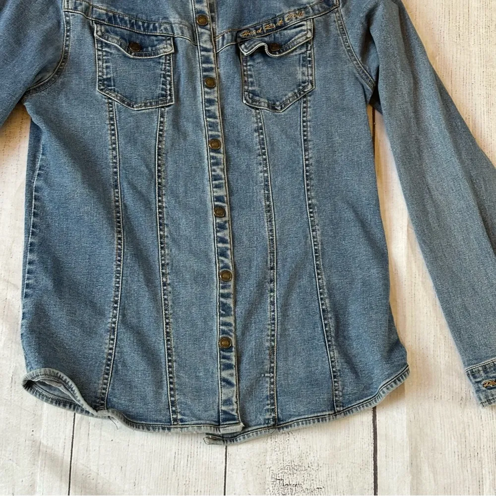 Vintage Hard Rock Cafe Philadelphia size XL women’s blue denim jacket - Image 7