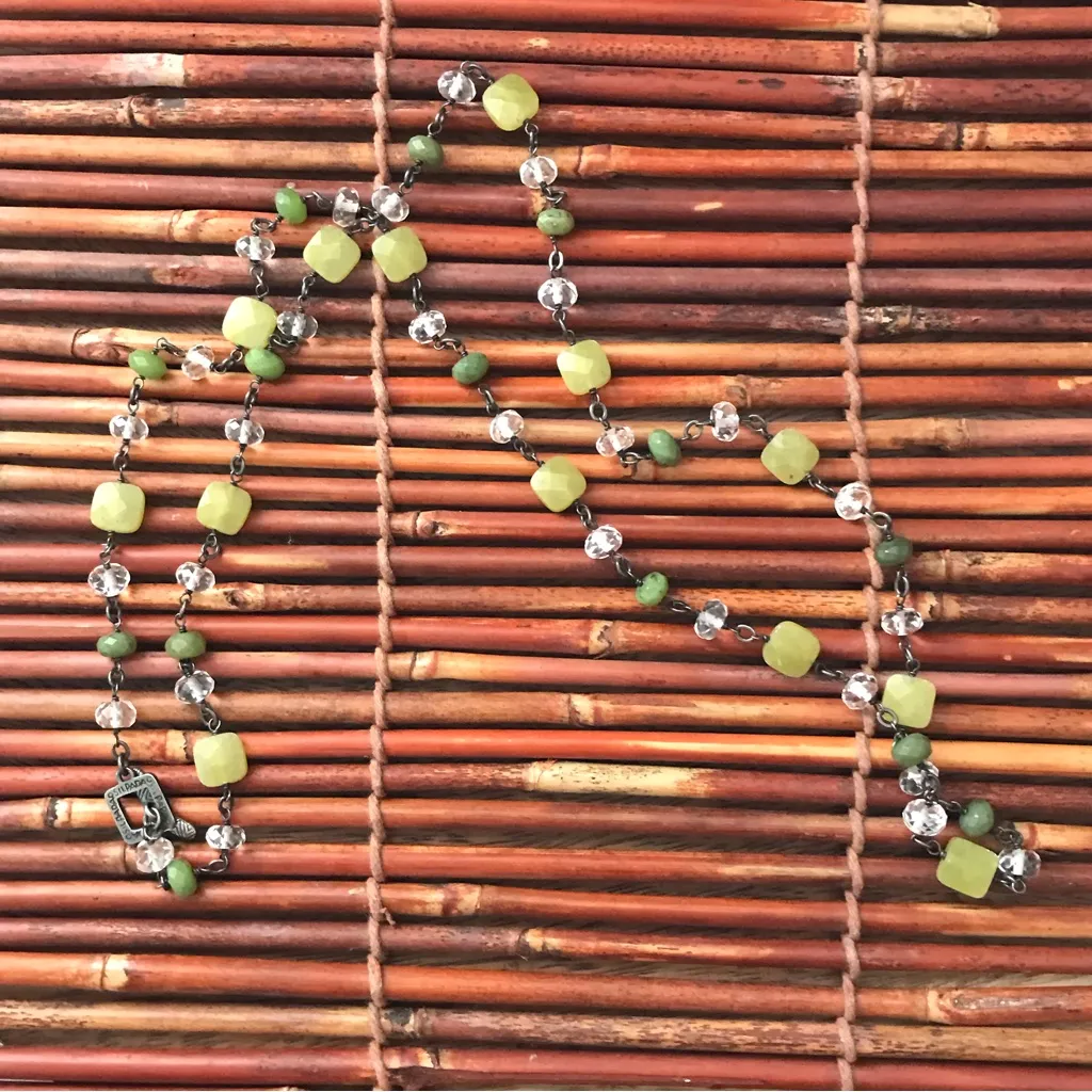 Silpada Sterling Silver Oxidized Green Stone Necklace Toggle Clasp - Image 3