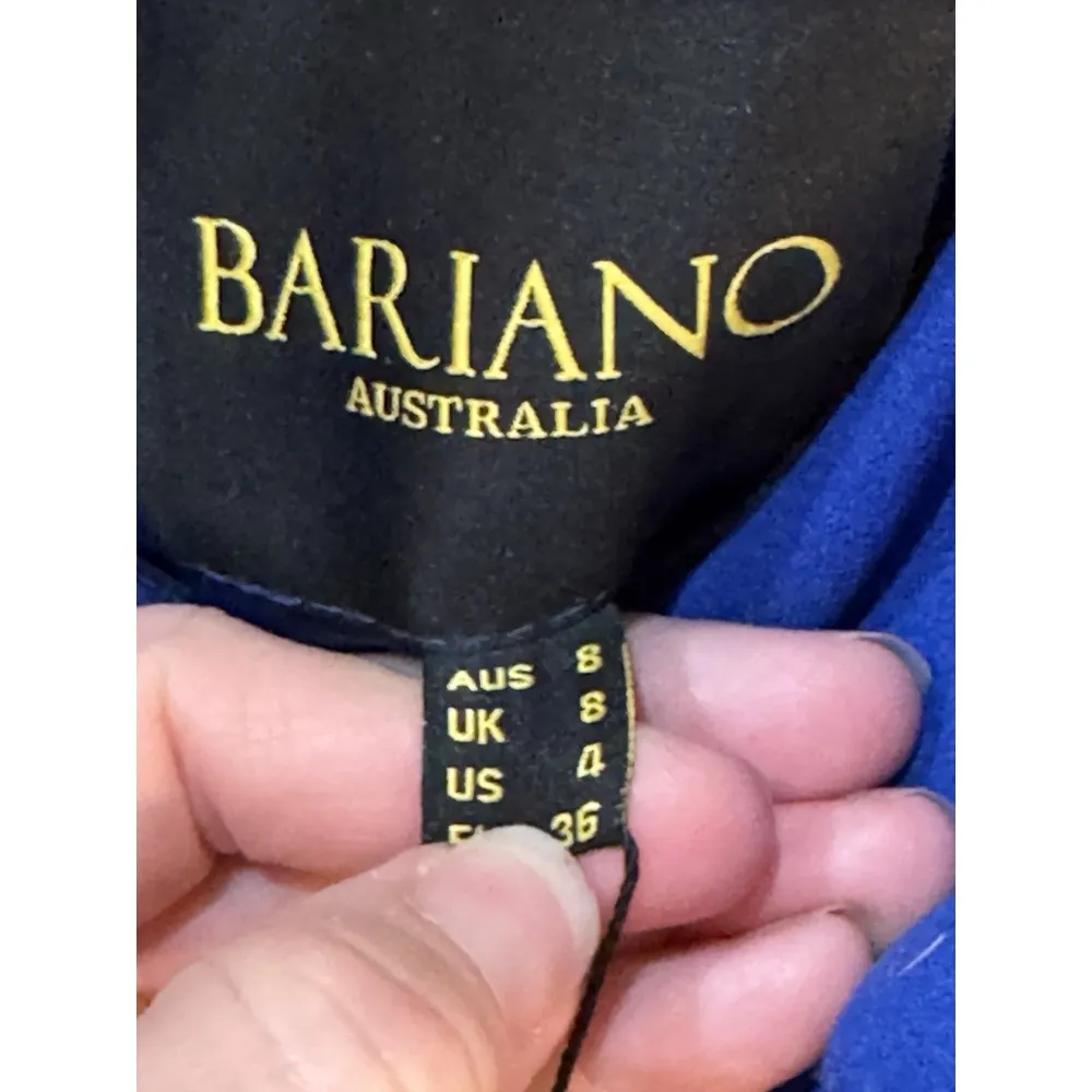 Bariano Australia Off Shoulder Sweetheart Neck Dress Gown With Train Blue Size 4 - Image 4