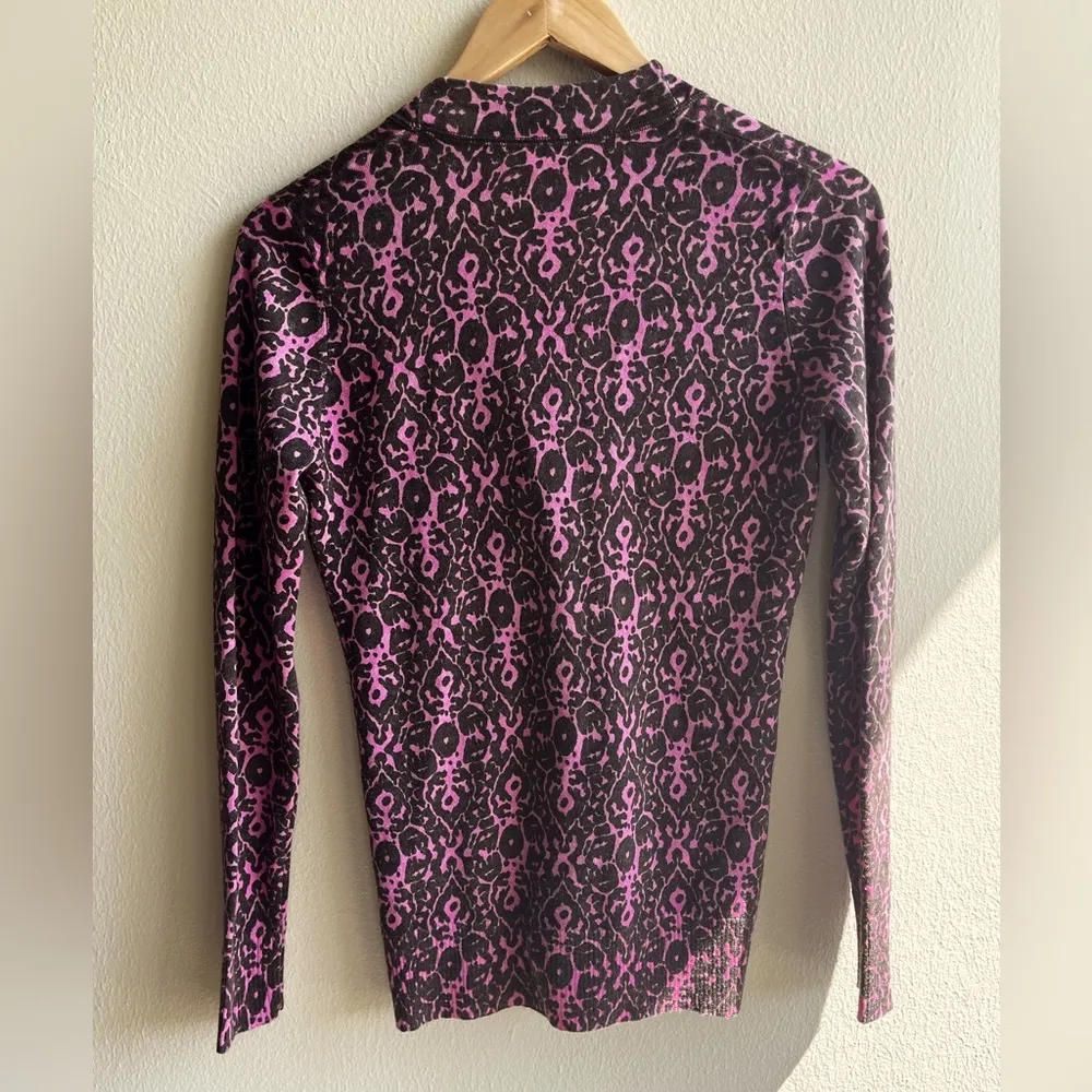 Tory Burch pink and brown printed cardigan - 100% merino wool - Image 6