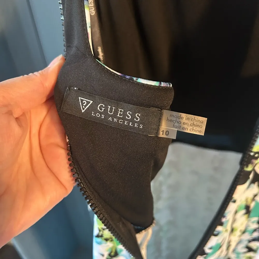 NWT GUESS Green Multi-Floral Scuba Halter Mesh Dress | Women's Sz 10 - Image 8