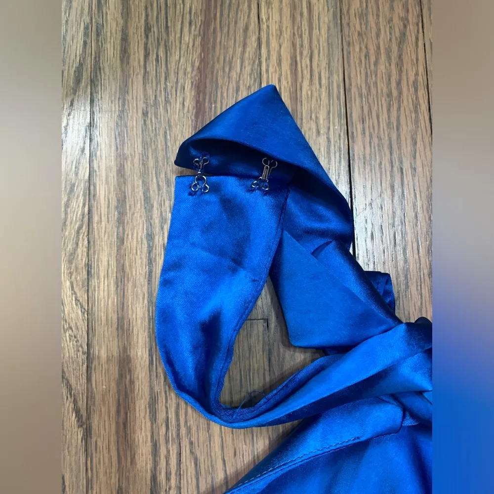 NWT nasty gal knot halter neck satin midi dress cobalt blue 6 - Image 9