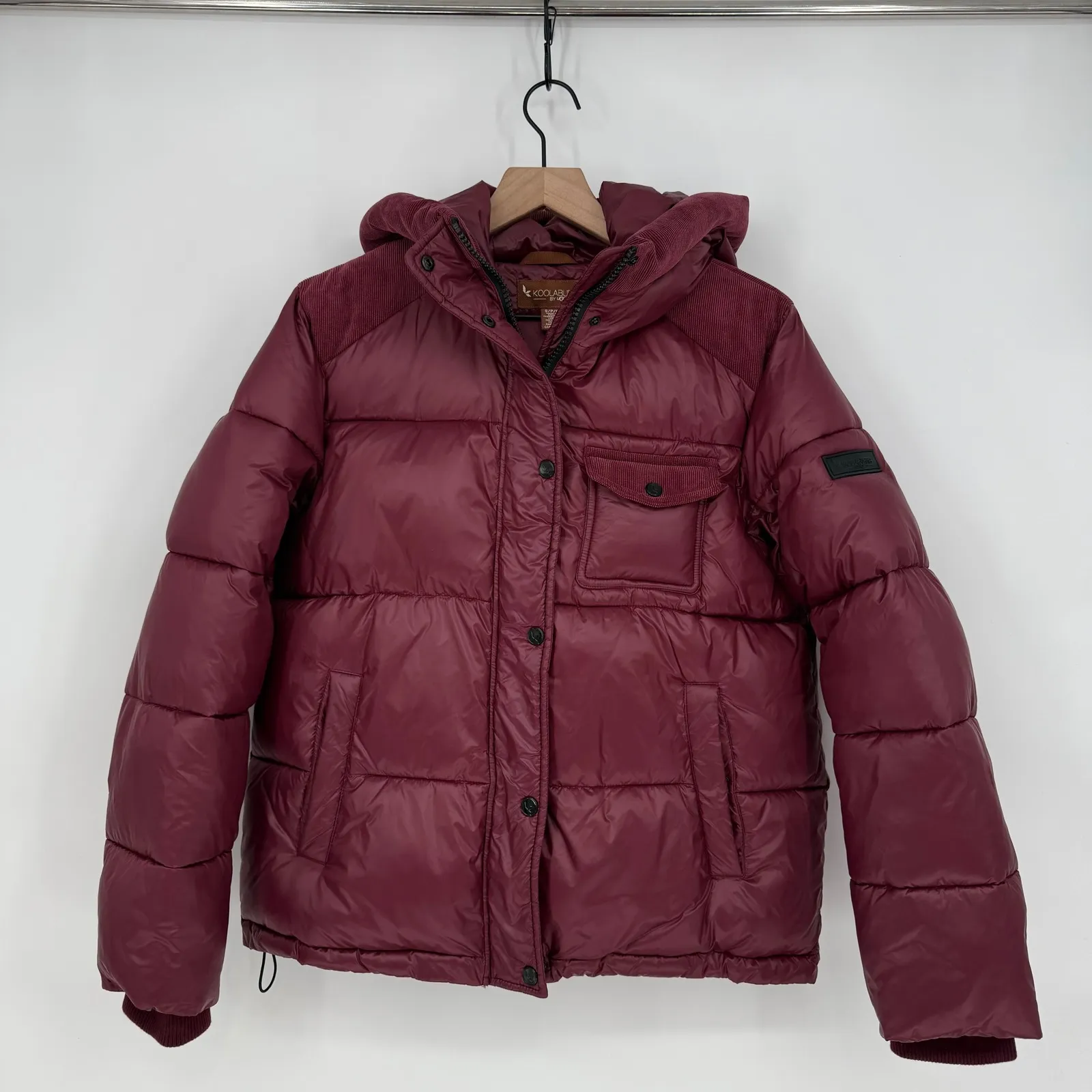 Koolaburra by UGG Burgundy Corduroy Puffer Hooded Jacket Size S/P - Image 2
