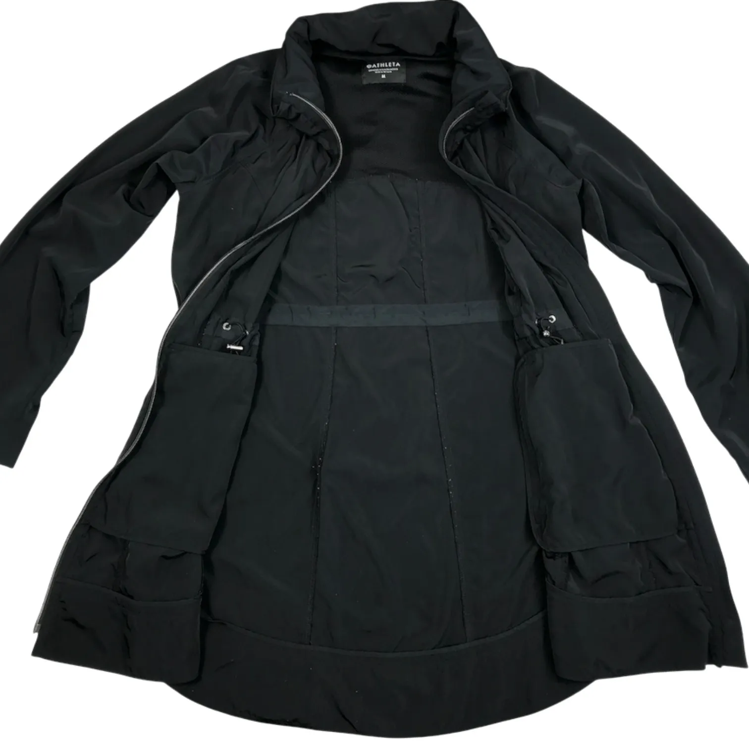 ATHLETA Hooded Rain Jacket Women M Black Drawstring Packable Everyday Travel EUC - Image 7