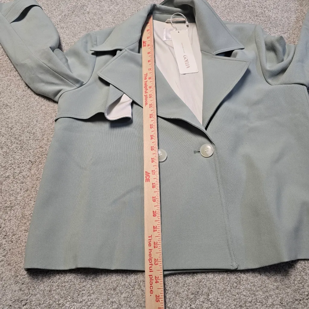 Goelia Womens Mint Green Crop Trench Coat Sz XL US 10 NWT‎ - Image 6