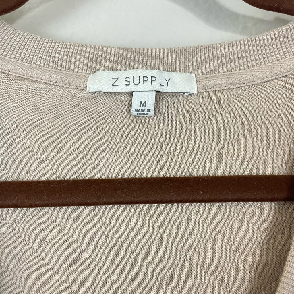 Z Supply Quilted V Neck Weekender Oversized Sweatshirt in‎ Almond Size Medium - Image 5