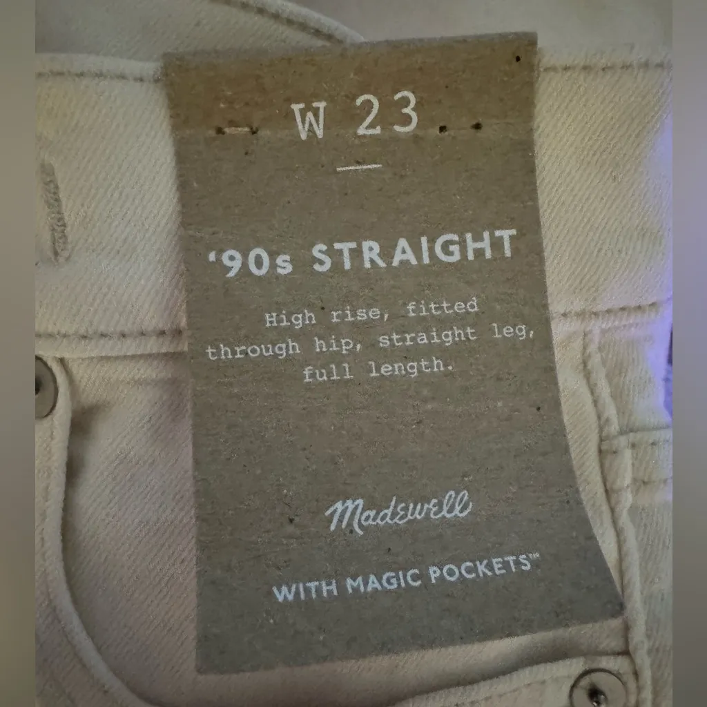 NWT Madewell The '90s Straight Jean Vintage Canvas Sz 23 NM515 Stretch High Rise - Image 2