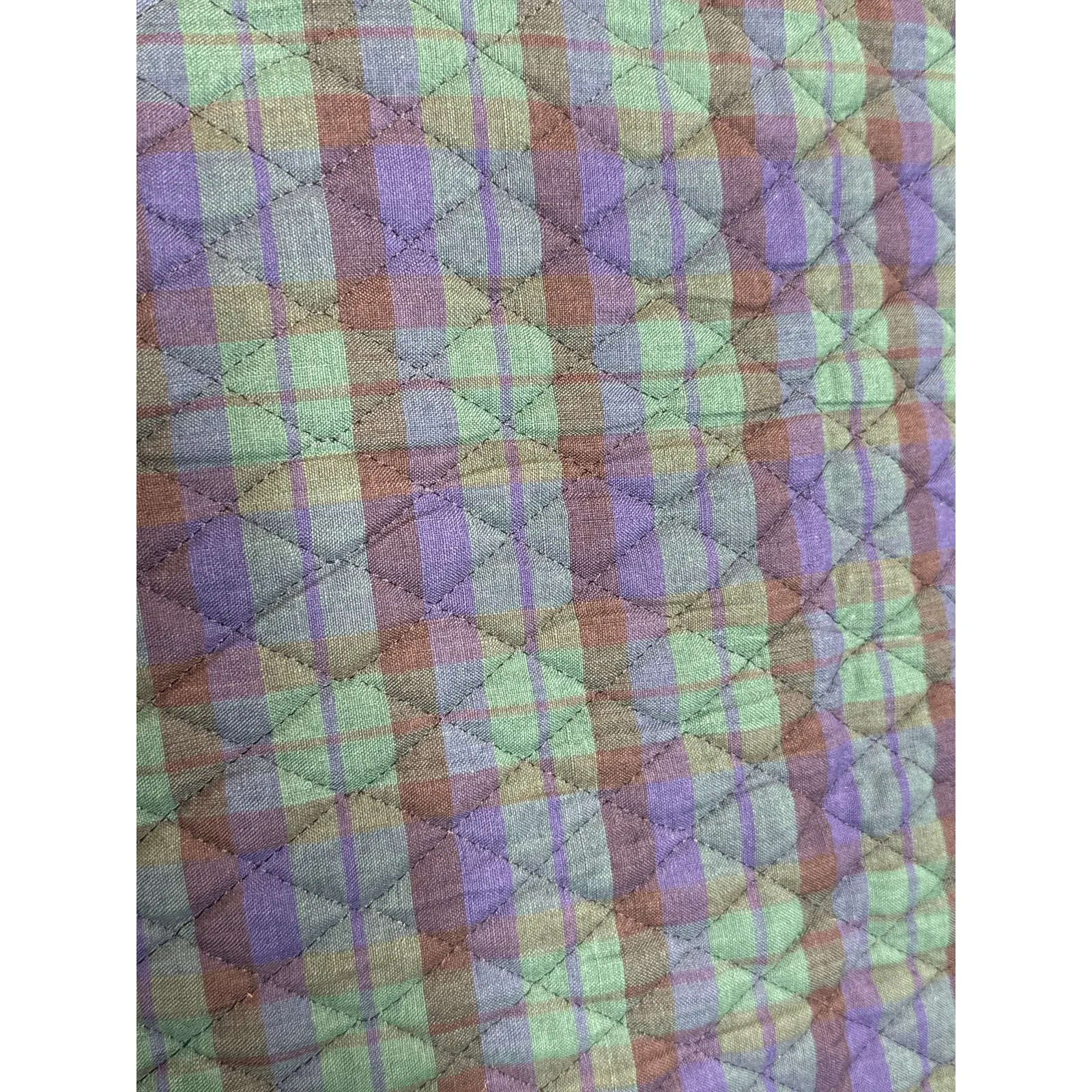 Vintage Cullinane Quilted Plaid Jacket & Skirt Set preppy Made in USA medium Green - Image 10