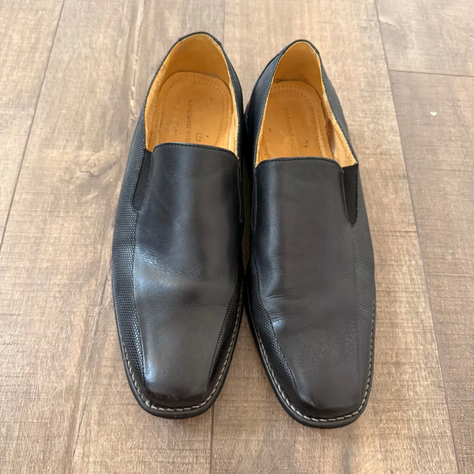 Sandro Moscoloni Mens Black‎ Leather Slip On Loafers Dress Shoes Size 11D Office Black - Image 8