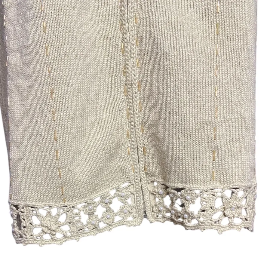 Vtg Storybook Knits 1X NWOT Ivory Duster Cardigan Ramie Cotton
Pearl Crochet Zip Size XL - Image 10