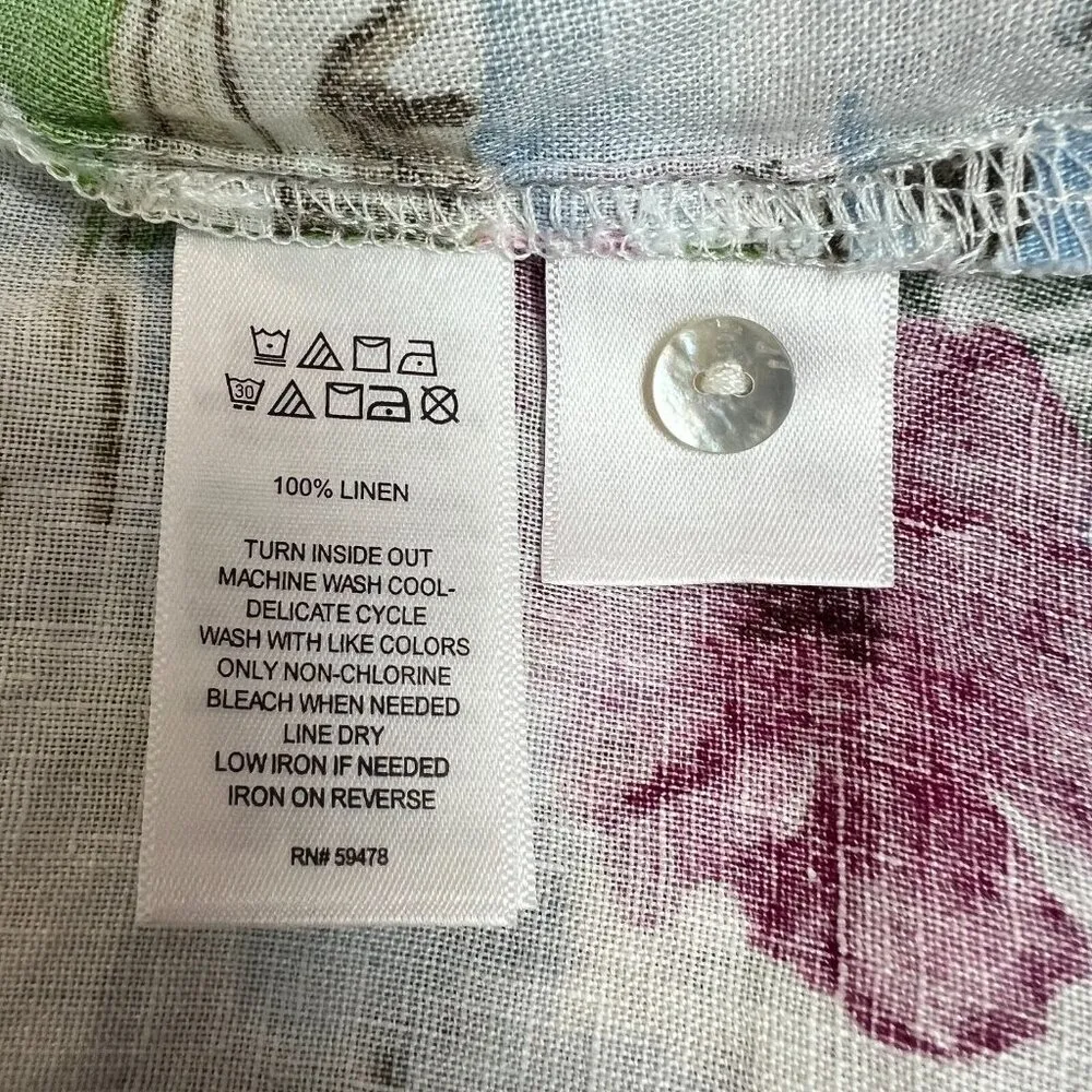 Cynthia Rowley Shirt 3X The Amalfi Coast Print Linen Collar Button Down Colorful - Image 12