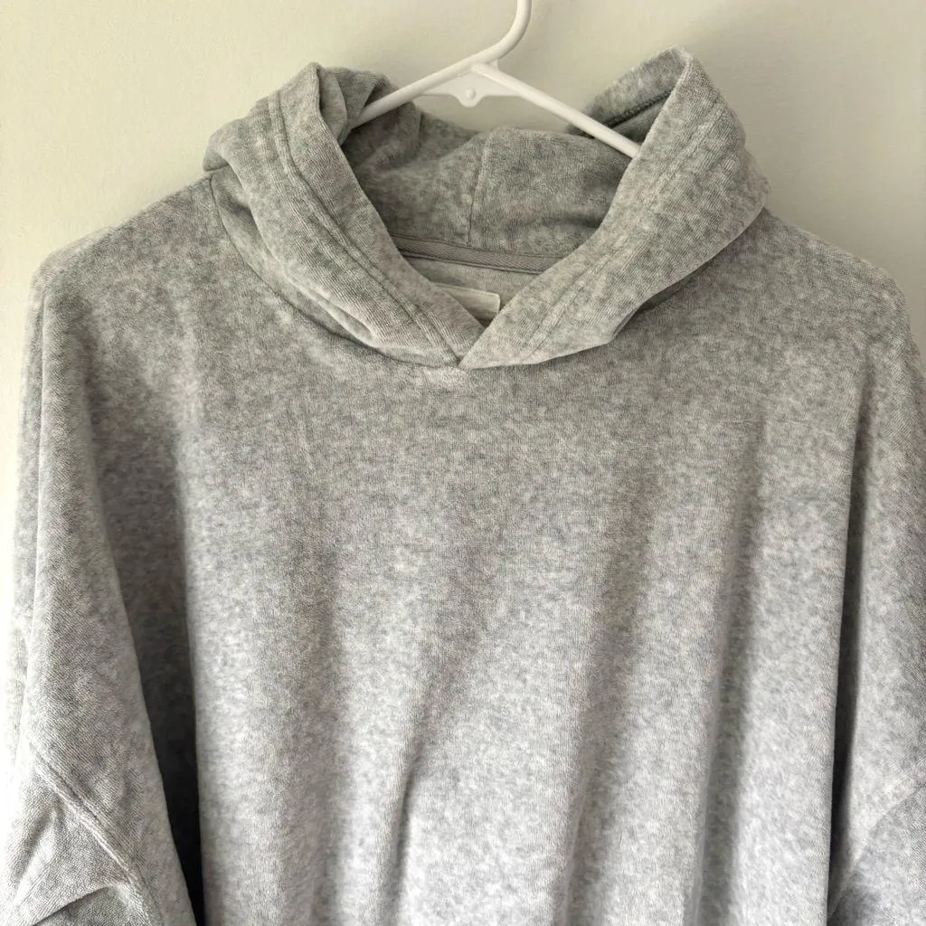 Aerie Gray Velvet Velour Hoodie Pullover Sweatshirt Athleisure Loungewear Soft - Image 2