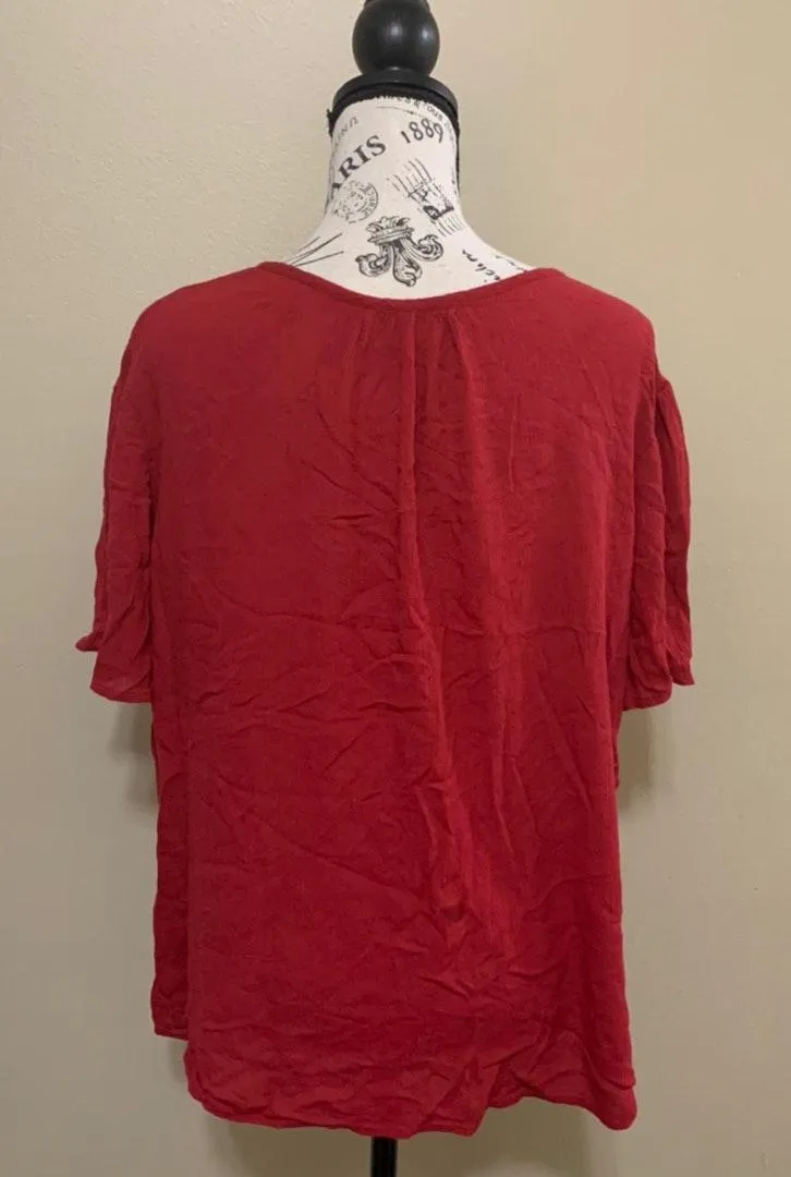 Sara Studio  Red 3/4 Sleeve Top - Image 4