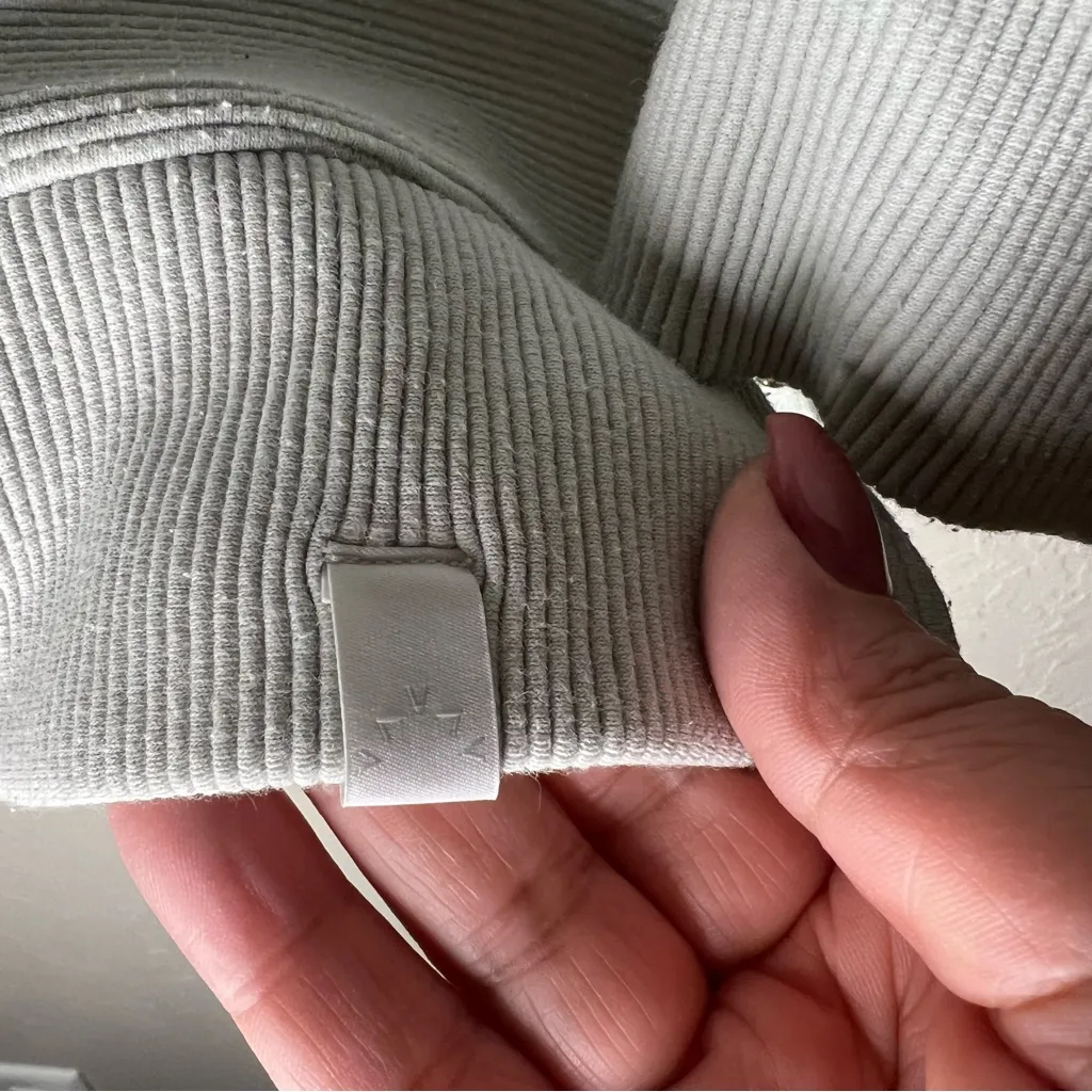 Varley Manning Sage Gray Ribbed Adjustable Zippered Side Slits Sweater - Image 7