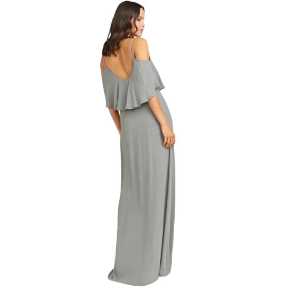 Show Me Your Mumu Caitlin Formal Maxi Soft Charcoal Bridesmaid Dress Size Small - Image 4